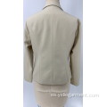 Blazer casual de negocios blanco roto para mujer